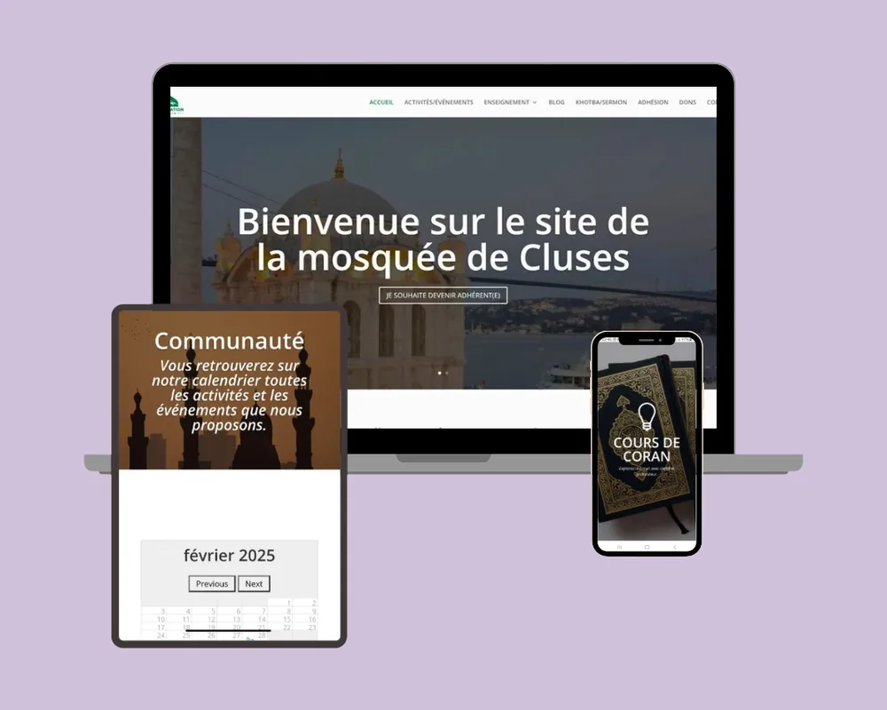Le site de la mosquée de Cluses sur ordinateur, tablette et téléphone